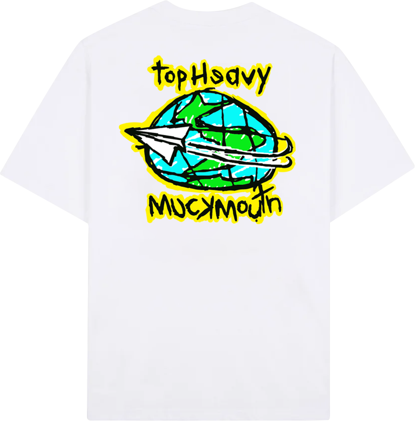 Muckmouth X Top Heavy Tee - White - TopHeavyEntertainment