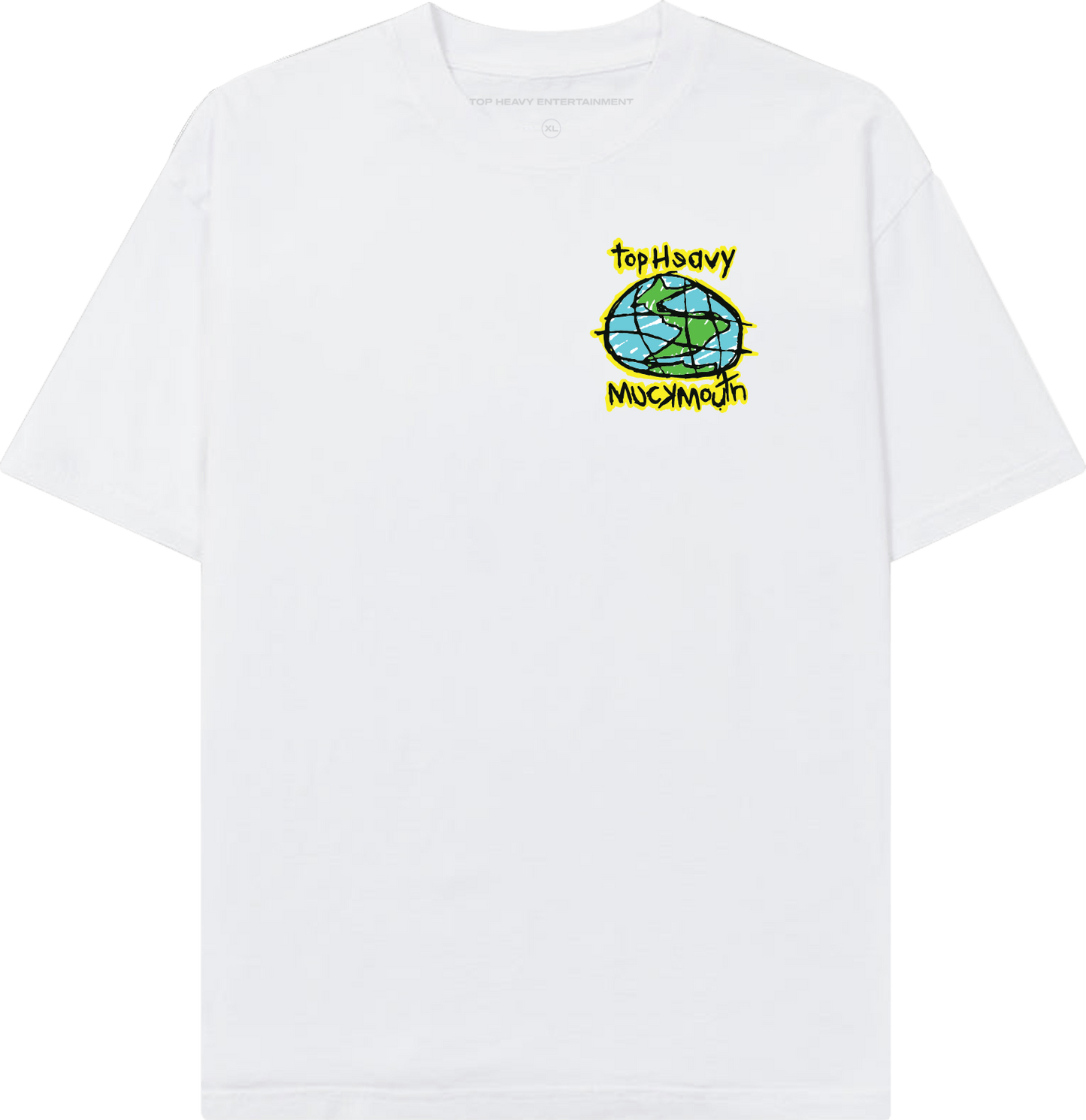 TopHeavyEntertainmentShort Sleeve T-ShirtMuckmouth X Top Heavy Tee - WhiteTop Heavy Entertainment