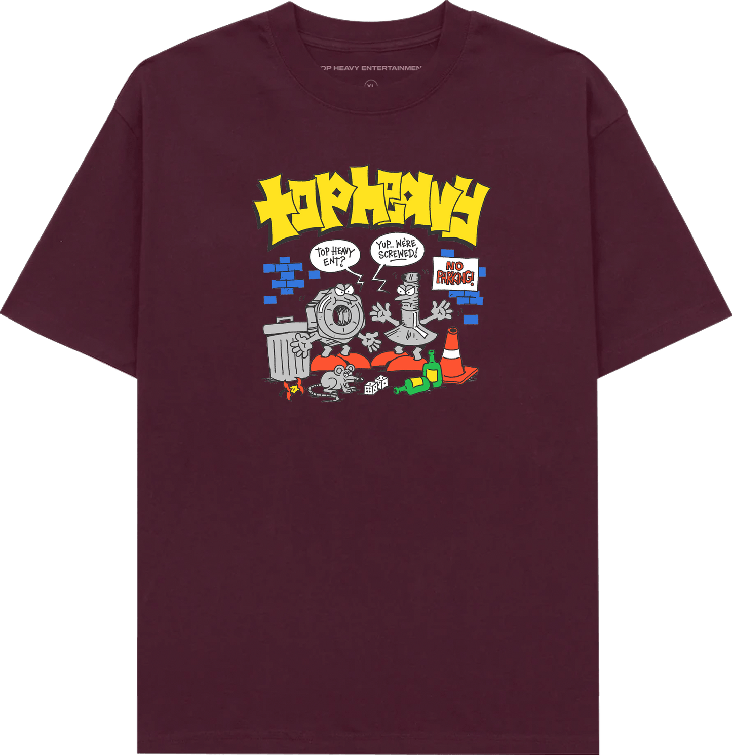 TopHeavyEntertainmentShort Sleeve T-ShirtScrewed - BurgundyTop Heavy Entertainment