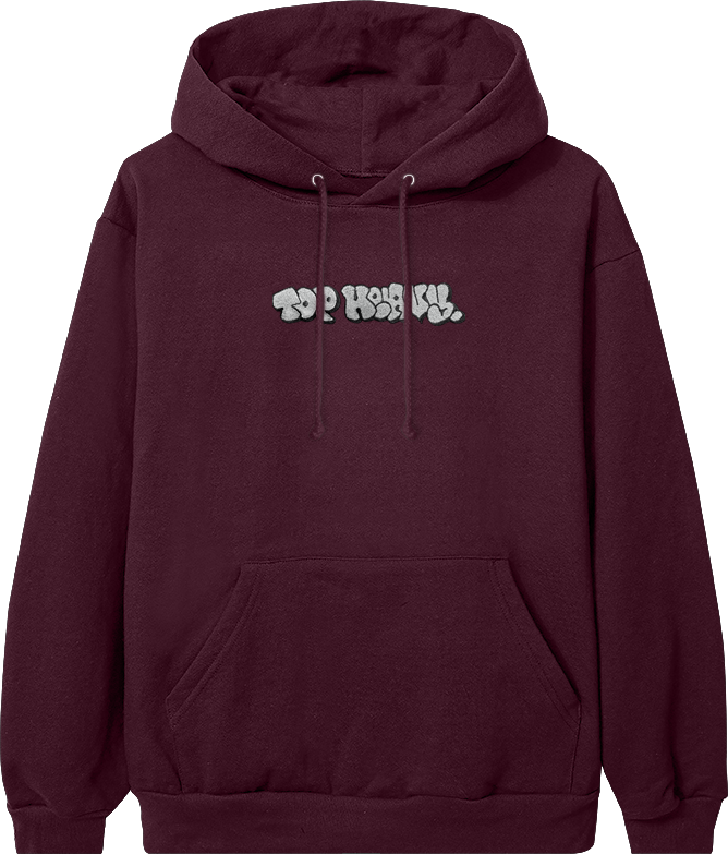 Embroidered Throwie Hoodie - Burgundy